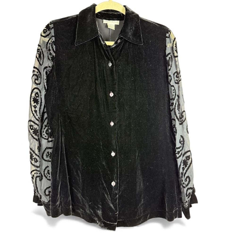 VTG 90’s Y2K The Limited Black Velvet Burnout Top Whimsigoth Silk Women’s Sz S